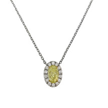 Tiffany &amp; Co Soleste Fancy Intense Yellow Oval Diamond Pendant Necklace - £2,897.61 GBP