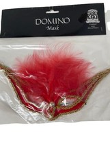 Domino Mask - Costume Accessory - Red/Gold Feathered Masquerade Mask -One Size - £7.31 GBP