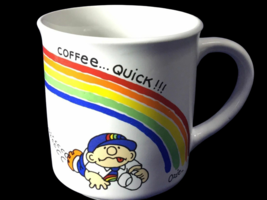 Vintage 80s Rainbow Coffee Mug Funny Ozzie W Berrie 8 Oz Cup 1981 - £26.65 GBP