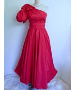 Vintage What&#39;s UP by Carol Evening Dress Formal XS Red Taffeta Asymmetri... - £135.71 GBP