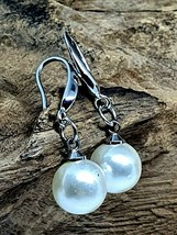 Orecchini pendenti con perle Gancio placcato argento Elegante gocciolina di... - £3.85 GBP