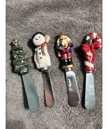 (4) Christmas Cheese Spreaders Stainless Steel Knives Boston Warehouse R... - $14.84
