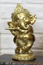 Ebros Hindu Elephant God Ritual Dancing Ganesha Playing Flute Golden Sta... - £14.38 GBP