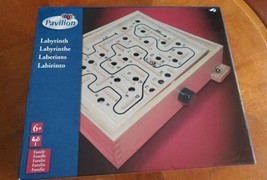 Vintage Pavilion Labyrinth Wooden Tilting Puzzle Maze Game With Box & 1 Ball  - $33.94