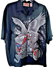 Motorcycle Shirt Large Double Sided Malibu Dreams Spider Man Freedom Biker - £13.16 GBP