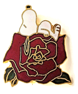 Peanuts Snoopy Rose Flower Dog Pin UFS Aviva Taiwan Enamel United Featur... - €17,12 EUR