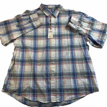 Izod Saltwater Men&#39;s 2XL Relaxed Classic Long Sleeve Plaid Button Up Shi... - $19.78