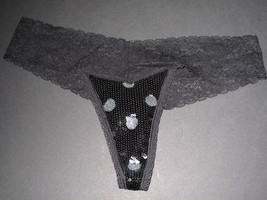 NWT Victoria&#39;s Secret Pink Collection Polka Dot Black &amp; Silver Sequin Th... - $18.50