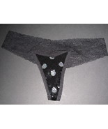 NWT Victoria's Secret Pink Collection Polka Dot Black &amp; Silver Sequin Th... - $18.50