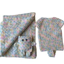Crocheted Baby Blanket Jumper Granny-core Shower Gift Handmade Multicolor - £22.65 GBP