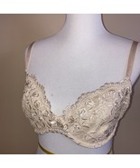 Barely Breezies Women Ivory Floral Print Full Coverage Bra 34D Underwire... - $12.88