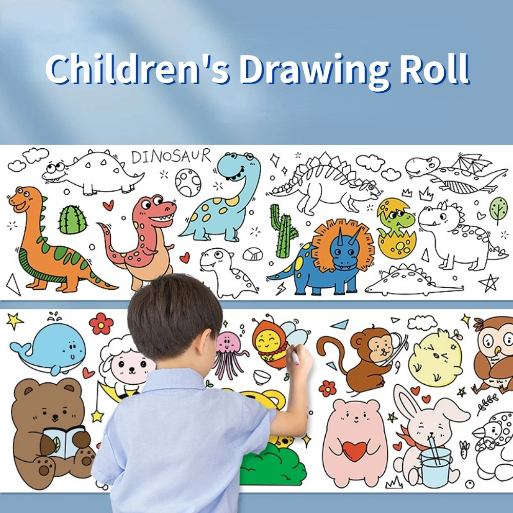 Children&#39;s Drawing Roll DIY Coloring Paper Roll Color Filling Paper Graffiti - £7.17 GBP+