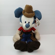 Indian Summer Mickey Mouse Cowboy Disney Store Stuffed Toy Muted Colors 15&quot; RARE - £29.70 GBP