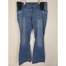Liz Lange Maternity Jeans Medium Womens Flare Leg Elastic Waistband Light Wash - £15.71 GBP