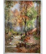 A Herd of Deer in the Forest - Handmade Unmounted Canvas - Original Oil ... - £553.11 GBP+