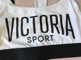 Victoria&#39;s Secret Sport White Black Victoria Sport Player Racerback Sports Bra S - £23.97 GBP