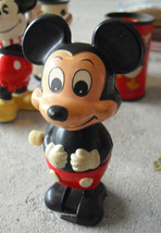 Vintage 1970s Plastic TOMY Mickey Mouse Windup Toy 3 1/2&quot; Tall - £14.16 GBP