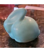 Vintage Van Briggle Pottery Bunny Rabbit Figurine Teal Or Green Signed - £141.90 GBP