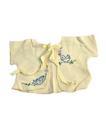Vintage Baby Layette Shirt Newborn Yellow Embroidered Blue Birds Infant ... - £7.78 GBP