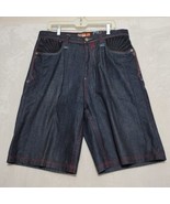 Akademiks Mens Jeans Shorts Sz 36 Stitching Embroidery Denim - £105.44 GBP