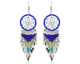 Large Dream Catcher Long Seed Beaded Metal Dangle Earrings - Womens Fashion Hand - $17.81