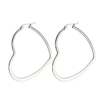 Fashion Heart Stainless steel Big Hoop Earrings for Women 30 to 60mm Statement S - £7.55 GBP