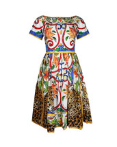 Dolce &amp; Gabbana Majolica Dress In Cotton Women Multicolor Size 38 - £485.08 GBP