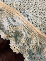 Blue and Ivory Crochet Toddler Blanket or Throw - Handmade - £47.46 GBP