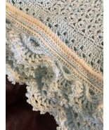 Blue and Ivory Crochet Toddler Blanket or Throw - Handmade - £44.63 GBP