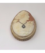 14k Yellow Gold Vintage Brooch Pin Pendant With Women&#39;s Portrait Cameo S... - $850.00