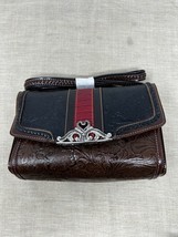 Western Embossed Genuine Leather MC Purse Crossbody Handbag Red Brown - £27.39 GBP