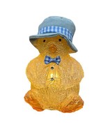 Vintage Molded Plastic Easter Chick with Light Bulb Blue Bucket Hat and Bow - $28.05