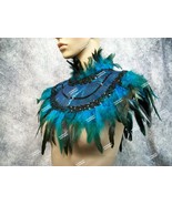 Peacock Style Feather Collar Peafowl Peahen Fancy Bird Egyptian Royal Qu... - $552.39 MXN