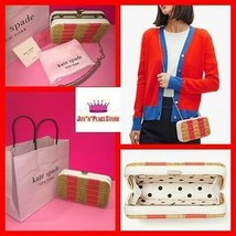 Kate spade NY Kitt Wicker Clutch Crossbody Shoulder Pink Shopping Gift Bag Set - £55.31 GBP