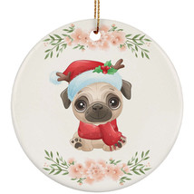 Cute Baby Pug Dog Ornament Merry Christmas Gift Pine Tree Decor For Puppy Lover - £11.69 GBP