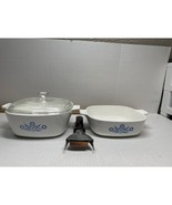 Vintage Corning Ware Blue Cornflower P-11/2-B  &amp; c-1 1 QT w/lid and handle  - $717.44 MXN