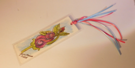 Red Rose Bookmark - original one-of -kind artwork Inktense single-sided ... - $6.92