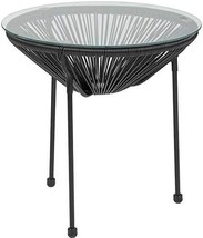 Oval Black Rattan Table With Glass Top From The Comfort Series By Flash - £57.81 GBP