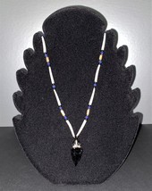 Southwestern Obsidian Arrowhead &amp; Bone/Bead Necklace - £27.91 GBP