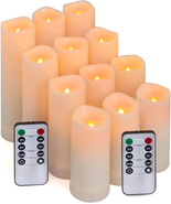 12Pcs Flameless LED Candles Battery Operated with 10-Key Remote Timer, O... - $634.91 MXN