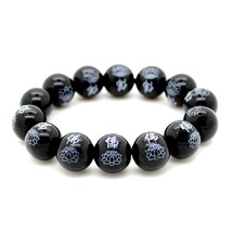 BLACK AGATE WRIST MALA w LOTUS 14mm Buddhist Prayer Bead Stone Stretch B... - $185.06 MXN BLACK AGATE WRIST MALA w LOTUS 14mm Buddhist Prayer Bead Stone Stretch B... - $185.06 MXN