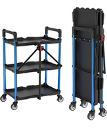3-Tier Collapsible Utility Service Cart w/ Wheels, 210 lb Capacity, Fold... - $135.40