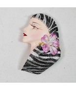 Vintage 1980s Gypsy Head Brooch Pin 2.5 Inch Total Length Including Head... - $7.00