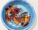 Komodo Tattoo Art Pet Dog Bowl Metal Blue Fish Flower Design Large 9in - $23.99