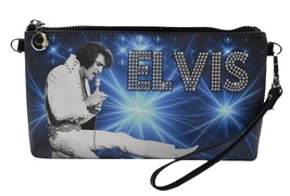 Elvis Presley handbag purse wristlet crossbody shoulder blue bag white j... - $725.95 MXN