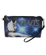 Elvis Presley handbag purse wristlet crossbody shoulder blue bag white j... - $725.95 MXN