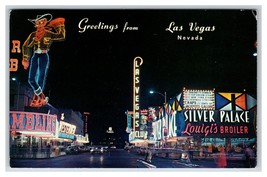 Fremont Street Night View Greetings Las Vegas Nevada NV UNP Chrome Postcard N24 - £2.33 GBP