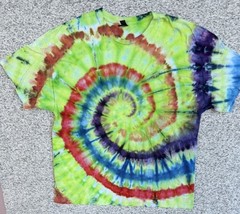 NEW Mens Lime Green Blue Red Spiral Ice Tie Dye Short Sleeve Shirt XXL 2XL - $396.93 MXN