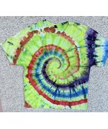 NEW Mens Lime Green Blue Red Spiral Ice Tie Dye Short Sleeve Shirt XXL 2XL - $392.34 MXN