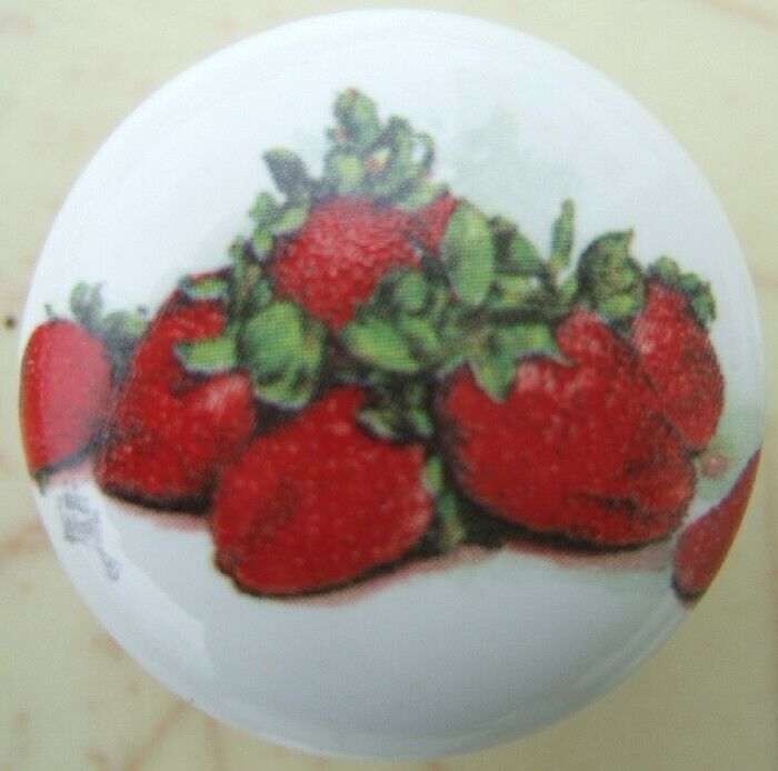 Ceramic Cabinet Knob Strawberries #2 Strawberry Fruit - $4.46